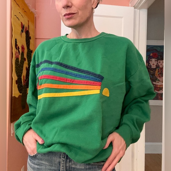 Aviator Nation Daydream relaxed crew sweatshirt in Green unisex M - Picture 3 of 14